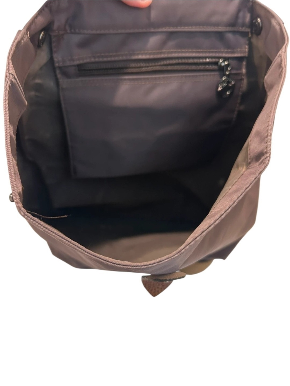 Longchamp Le Pliage Original Nylon & Leather Backpack in Dark Brown - Picture 5 of 10
